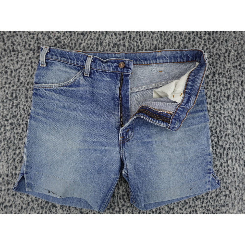 Levis Vintage Denim Shorts Mens 33 Blue Medium Wash Side Slit Cutoff Classic